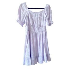 EXL Square Neck Smocked Dress Ruffle Hem Puff Sleeve Casual Lavender Size L‎